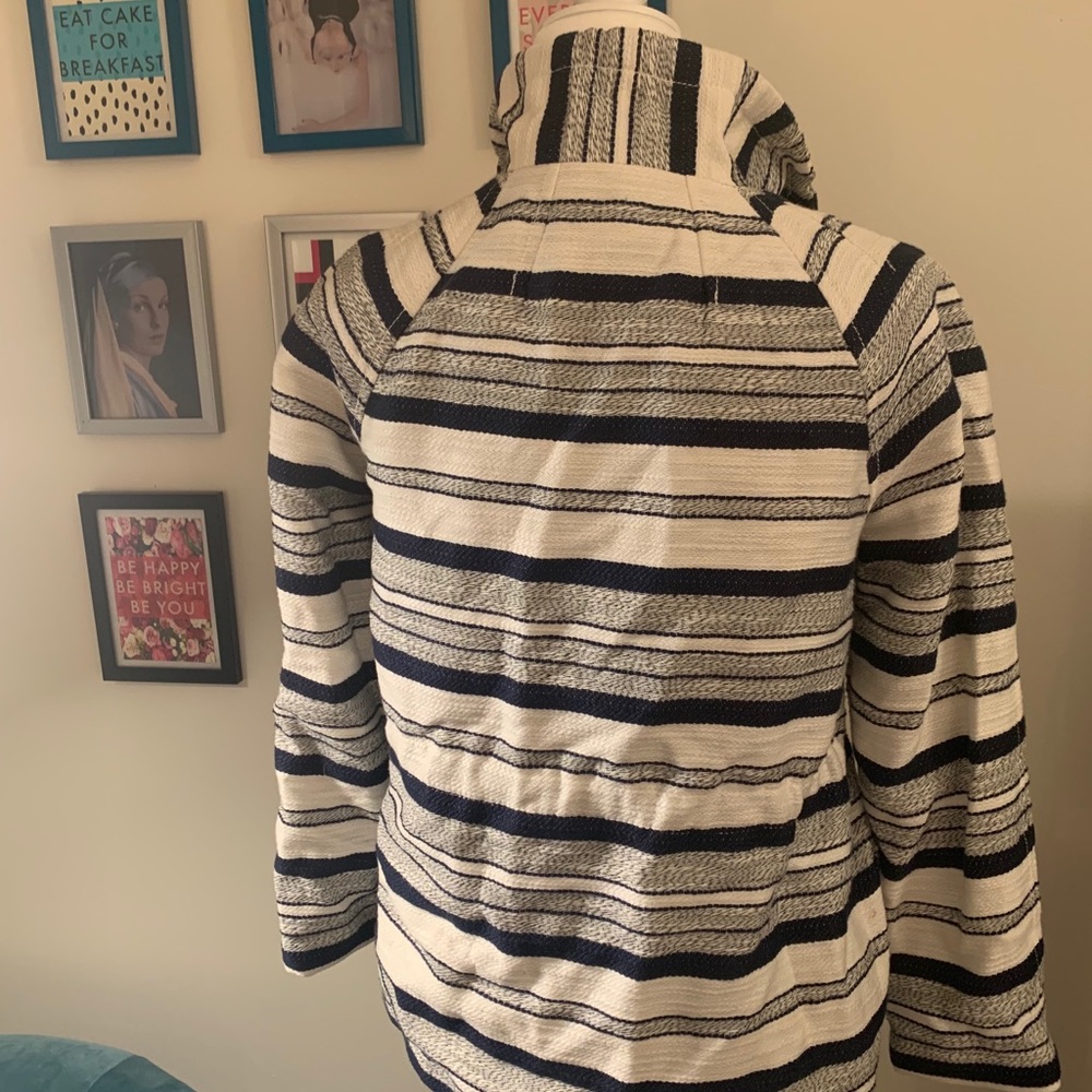 LOFT Navy & Cream Striped Jacket - Picture 4 of 5